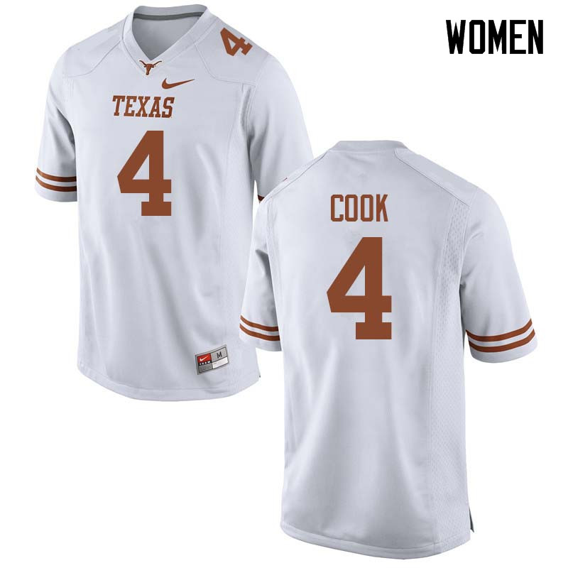 Women #4 Anthony Cook Texas Longhorns College Football Jerseys Sale-White